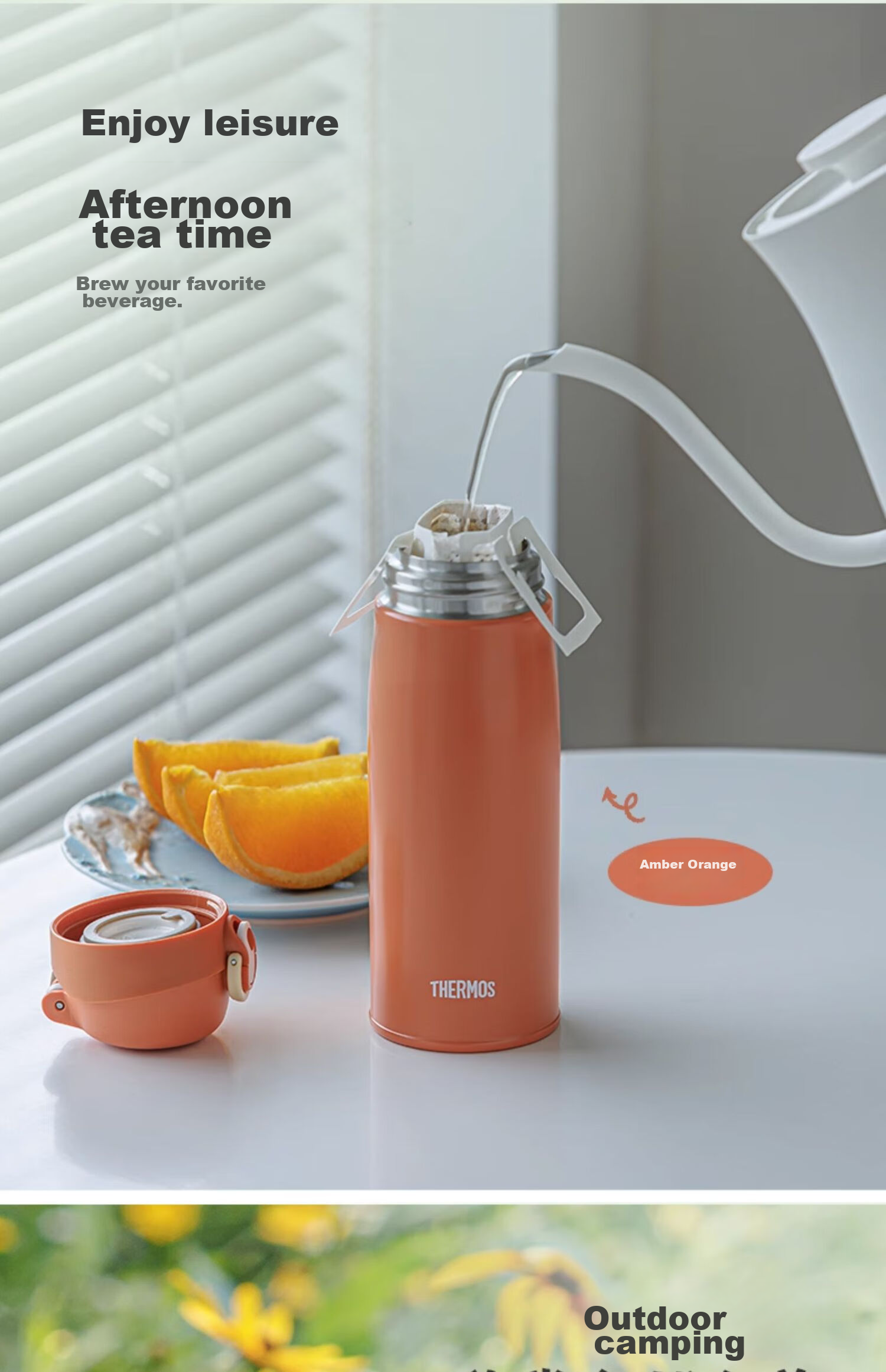 Термос THERMOS, 400 мл, нержавеющая сталь 316L, для мужчин, женщин и детей, сохраняет холодную воду, чайная чашка, TCME-400S, цвет "Новый продукт · Полумесяц белый"