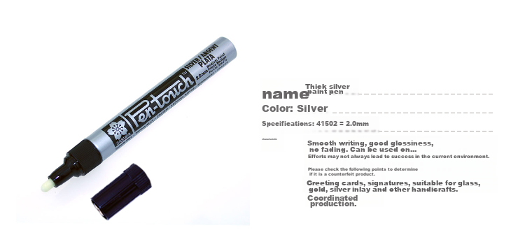 Маркер SAKURA Paint Marker, серебристый, 2.0 мм, водостойкий, быстросохнущий, для рисования и подписей