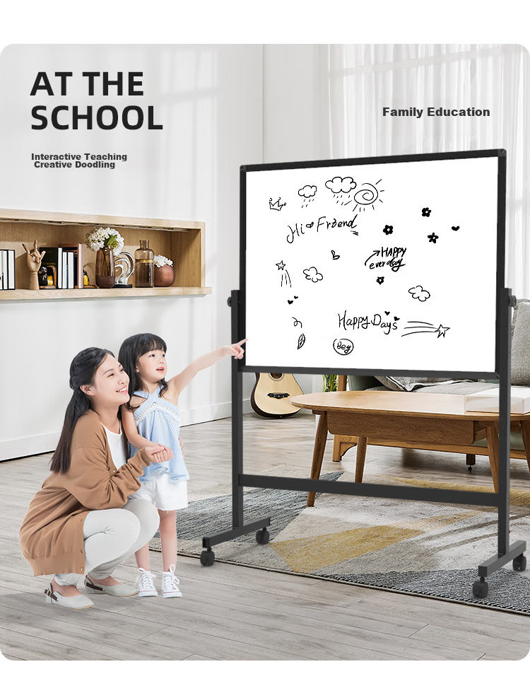 BBNEW 90x120cm Двусторонняя магнитная маркерная доска на подставке, регулируемая по высоте, передвижная