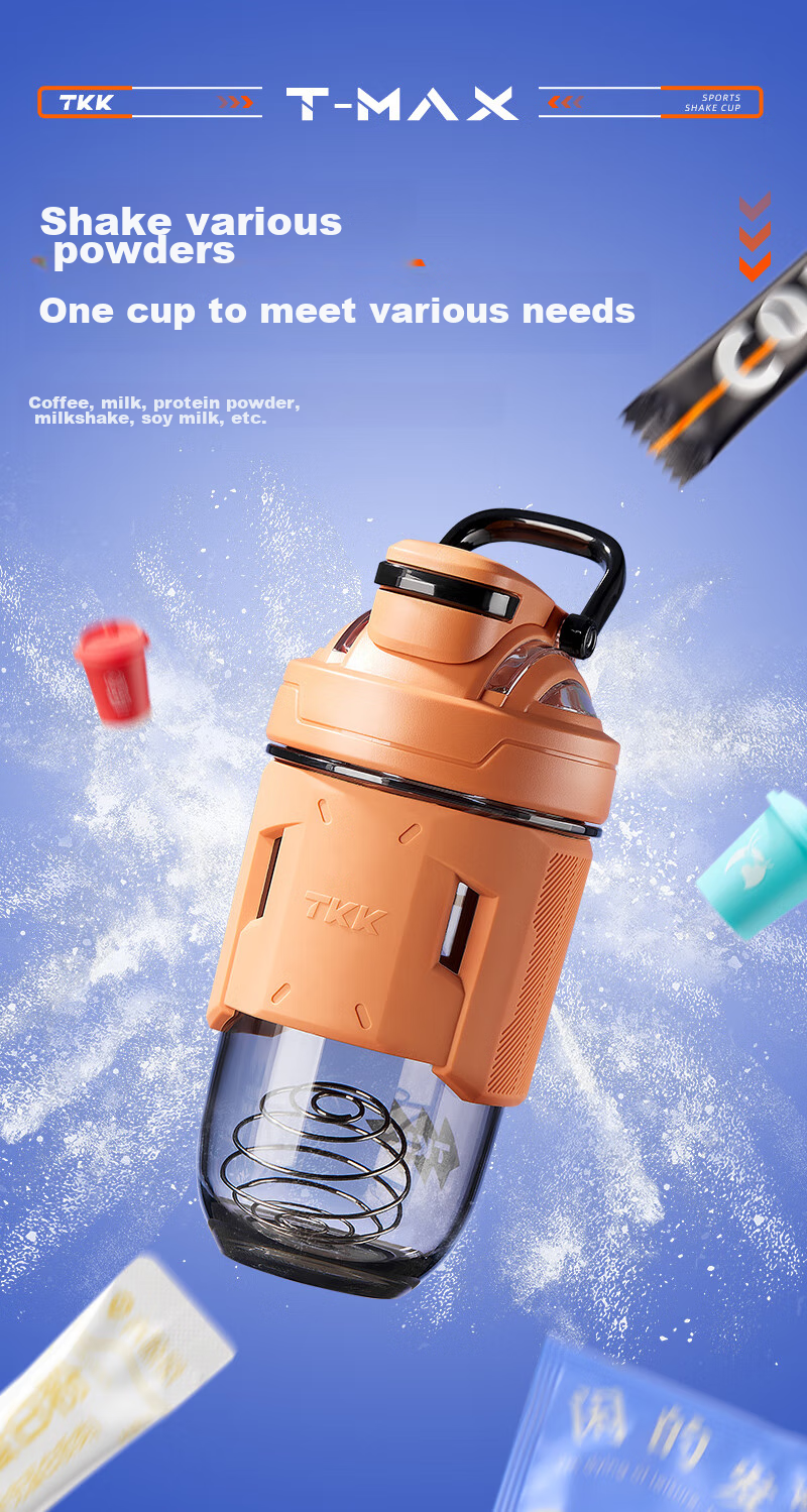 Бутылка для воды TKK Sports, большой объем, для фитнеса, тренировок, студенческая, военная, для мужчин, термостойкая, для протеинового коктейля, 700 мл, черная