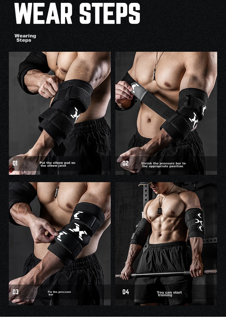 Эластичные налокотники FITTER GEAR ROGUE B Weight Lifting Elbow Sleeves (PRO) для силовых тренировок, пауэрлифтинга, жима лежа, черные, размер S
