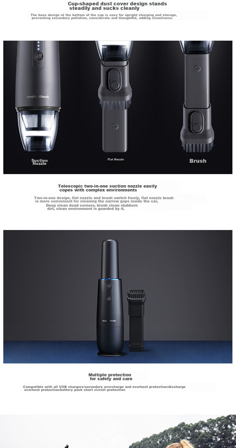 Беспроводной пылесос Morphy Richards MR3936, ручной, портативный, с USB-зарядкой, очистка озоном
