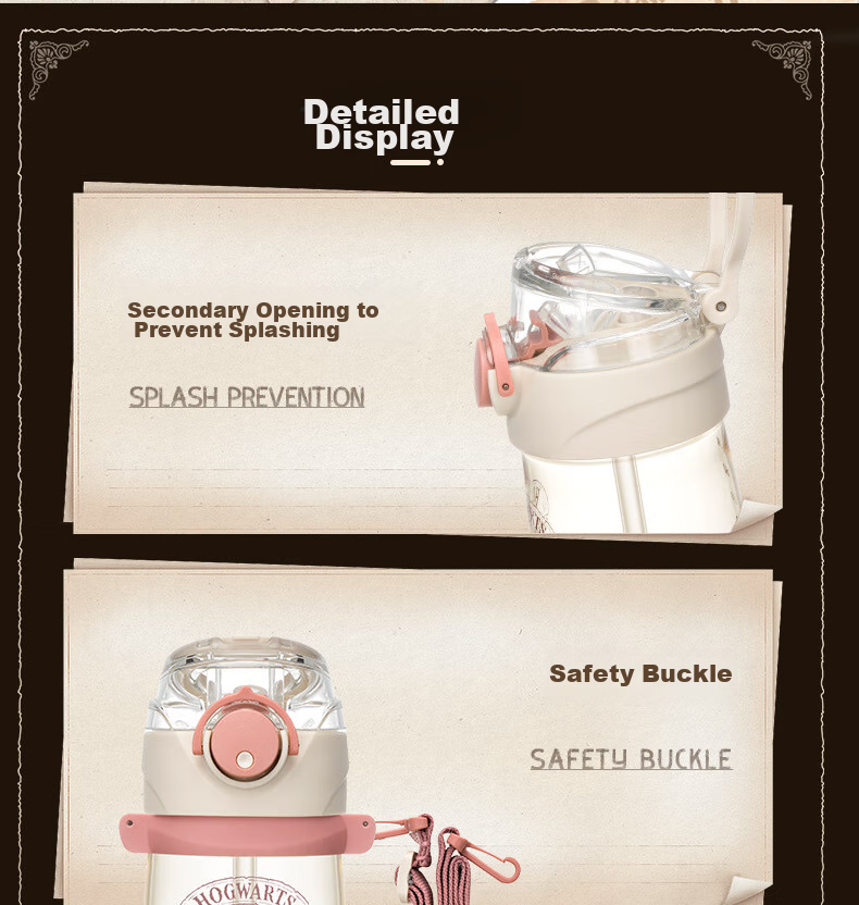 Детская поилка THERMOS Harry Potter, PPSU, 480 мл, с трубочкой, ручкой и шкалой, розовая