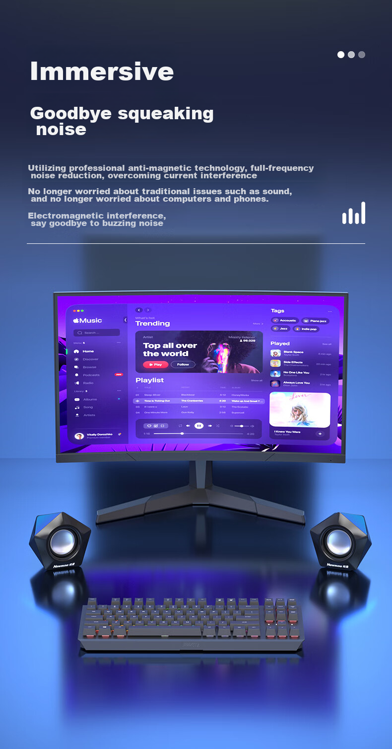 Колонки компьютерные Newmine N61, 2.0, проводные, USB, 2x3 Вт, белый