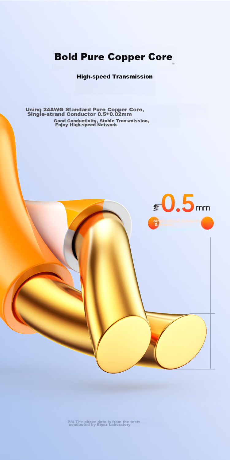 Сетевой кабель BIAZE Cat5e Gigabit неэкранированный витая пара, 0.5 мм чистая медная жила, POE, для инженерии и домашней проводки, серый, 100 метров