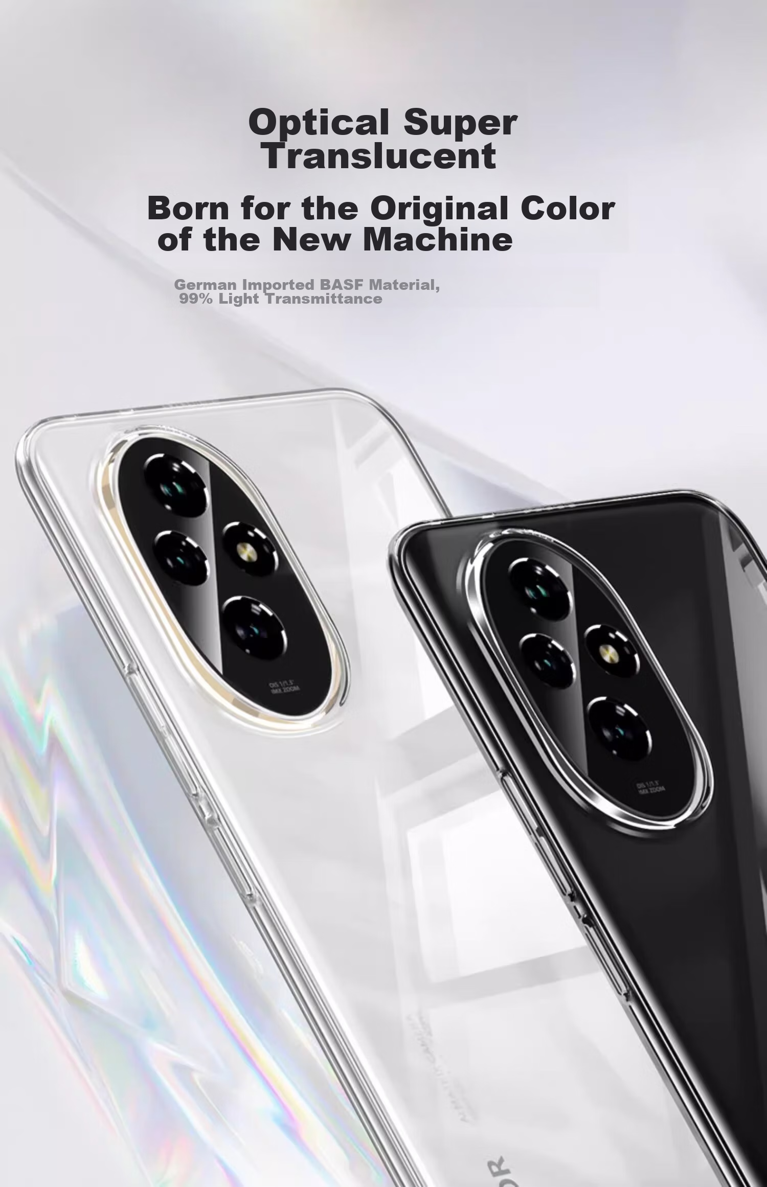 Чехол POZZO для Honor 200 Pro, прозрачный, противоударный, защита камеры, простой стиль