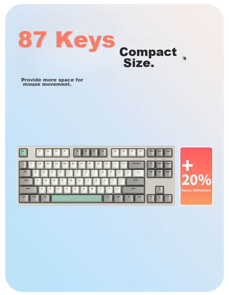 Механическая клавиатура Ikbc C200, 87 клавиш, проводная, игровая, офисная, серая, с переключателями Cherry MX Brown