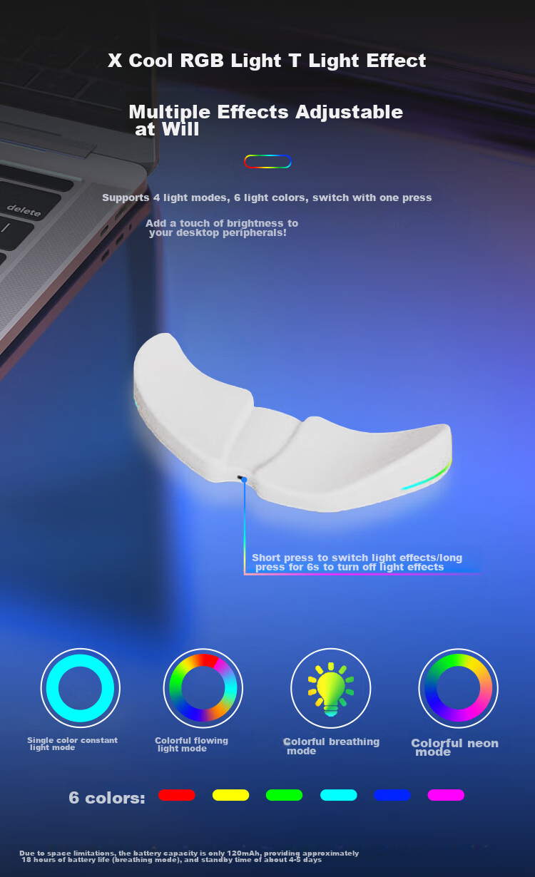 Игровая подставка под запястье DAREU PE-X1 с RGB-подсветкой, 99*39.5*16.5 мм, белая