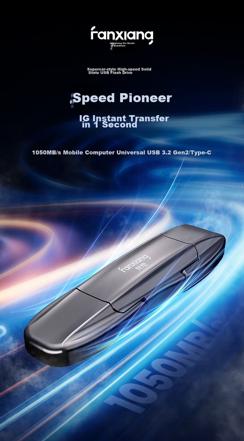 SSD-накопитель FANXIANG FF952 1TB USB 3.2 Type-C, 1050 МБ/с, внешний твердотельный накопитель, совместим с телефонами и компьютерами