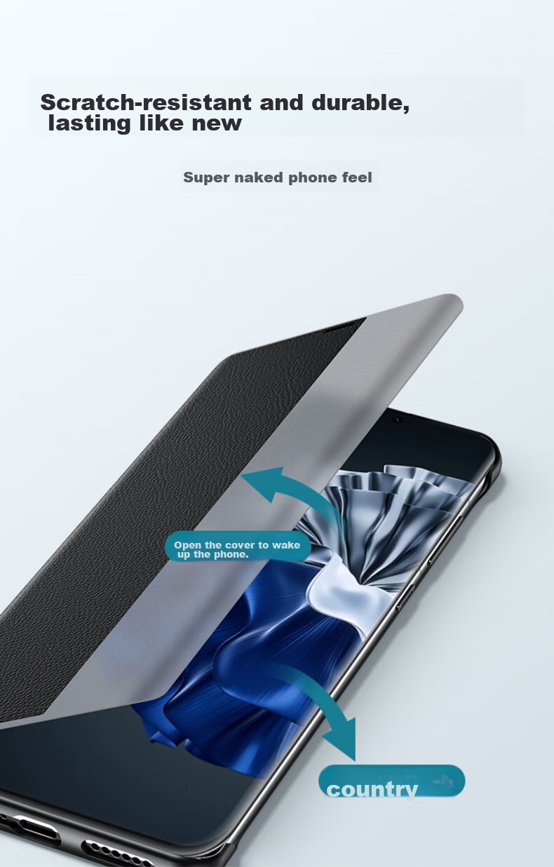 Чехол для Huawei P60 Art ZhengJian, кожаный, противоударный, с окошком, черный