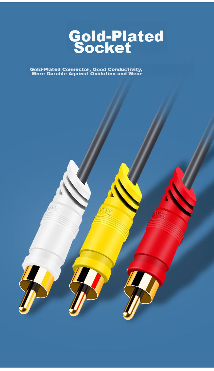 Аудиокабель Jinghua 3RCA - 3RCA, 1.8 метра, серый