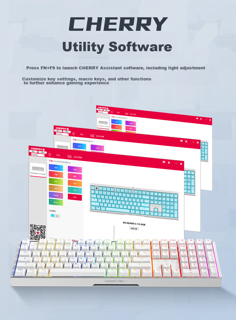 CHERRY MX3.1 Проводная механическая клавиатура, 108 клавиш, RGB подсветка, алюминиевый корпус, переключатели Cherry MX Red, черный
