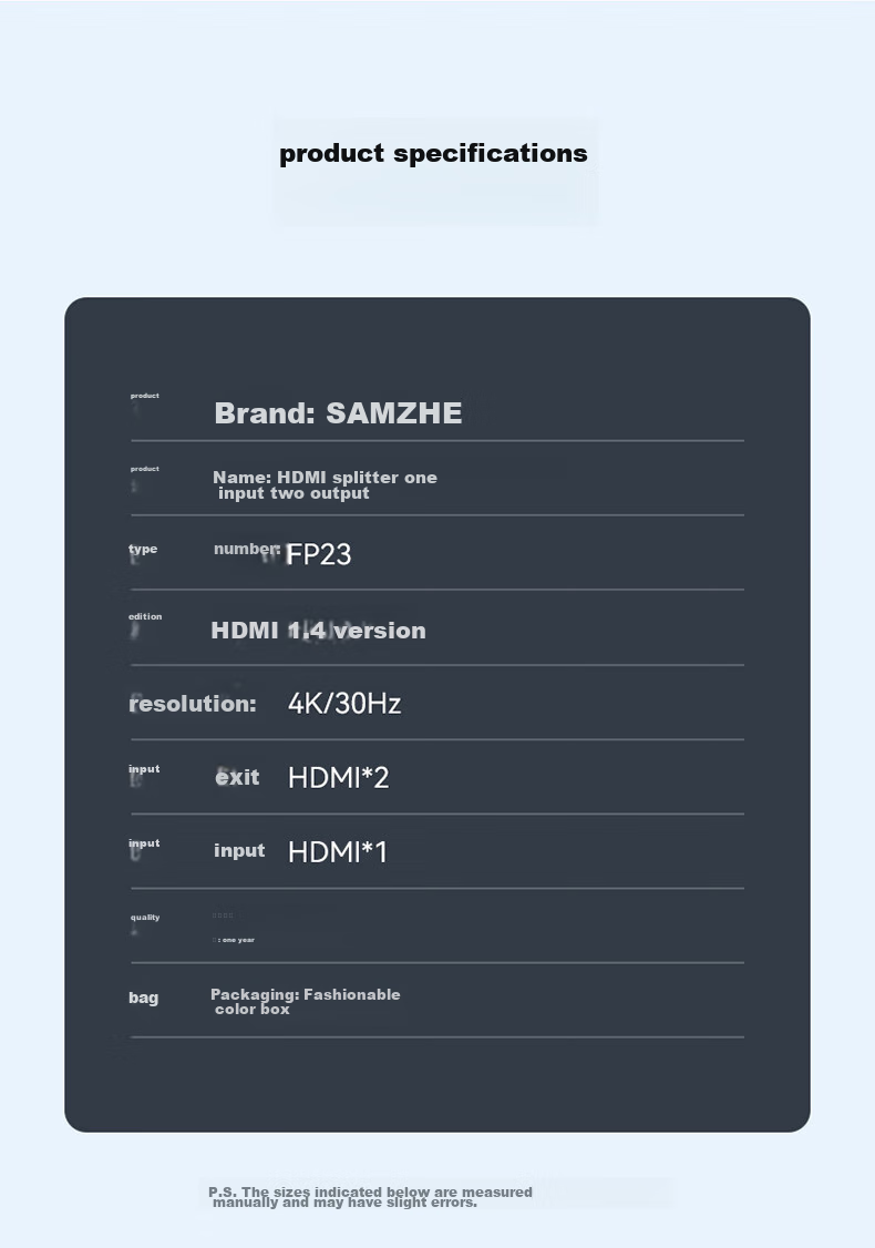HDMI-разветвитель SAMZHE FP23, 1 вход 2 выхода, 4K HD, двойной экран, для ноутбука, телевизора, монитора, проектора