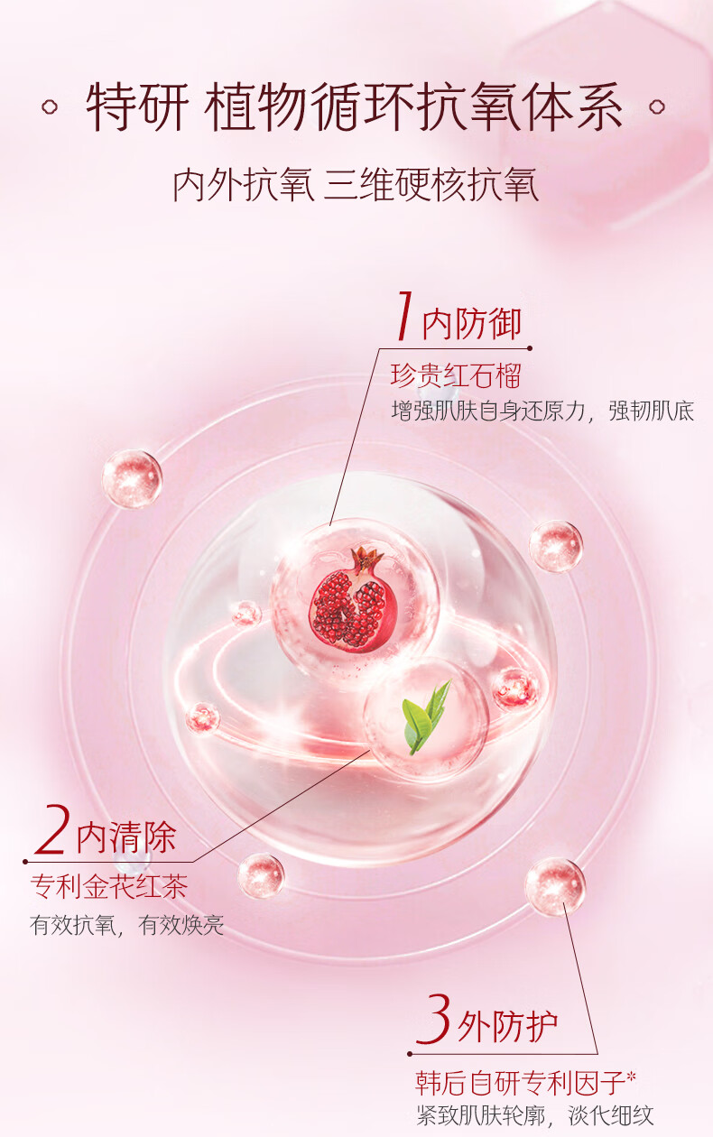 韩后（Hanhoo）红石榴红茶酵素护肤品套装 补水保湿抗皱淡化细纹 护肤礼盒化妆品 水110ml+乳110ml+面霜50g