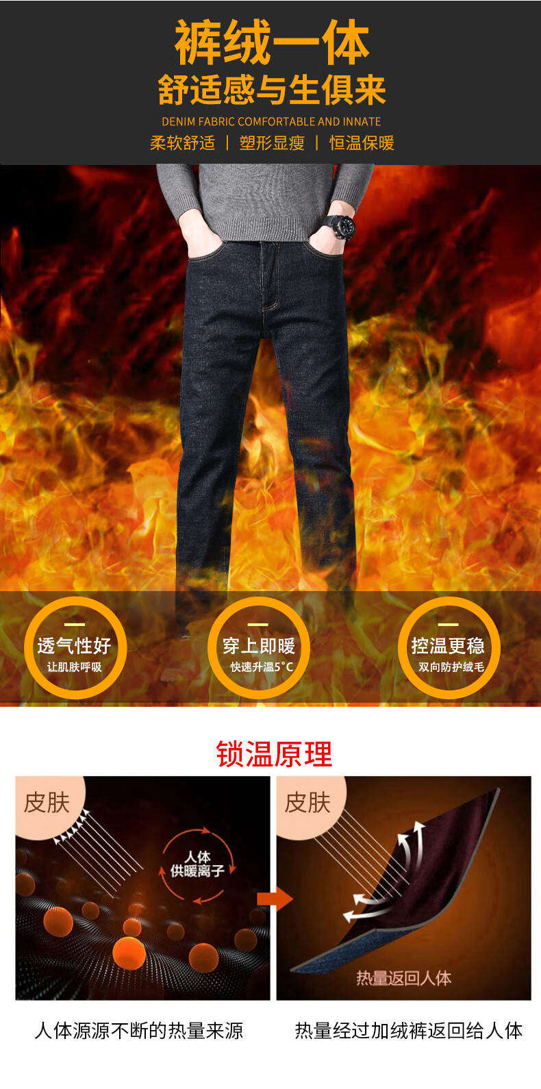 Джинсы мужские Jeanswest, утепленные флисом, модель зима 2025, легкие, прямого кроя, зауженные, теплые, черные с флисовой подкладкой, размер 36