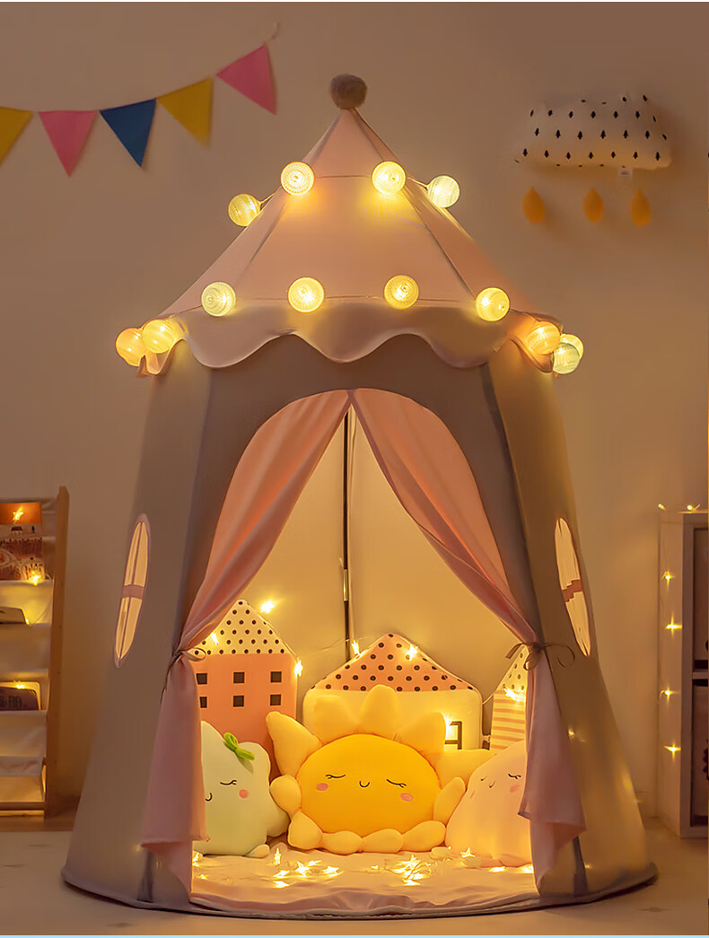 Детский игровой домик-вигвам Little Dove, розовый, для девочек, с матрасом и подсветкой