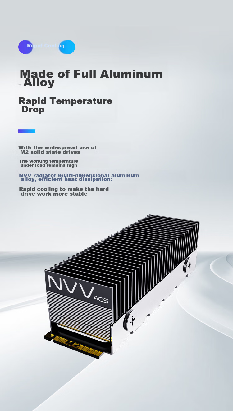 Радиатор для M.2 SSD NVV NT-GT4, алюминиевый сплав, охлаждение, 2280