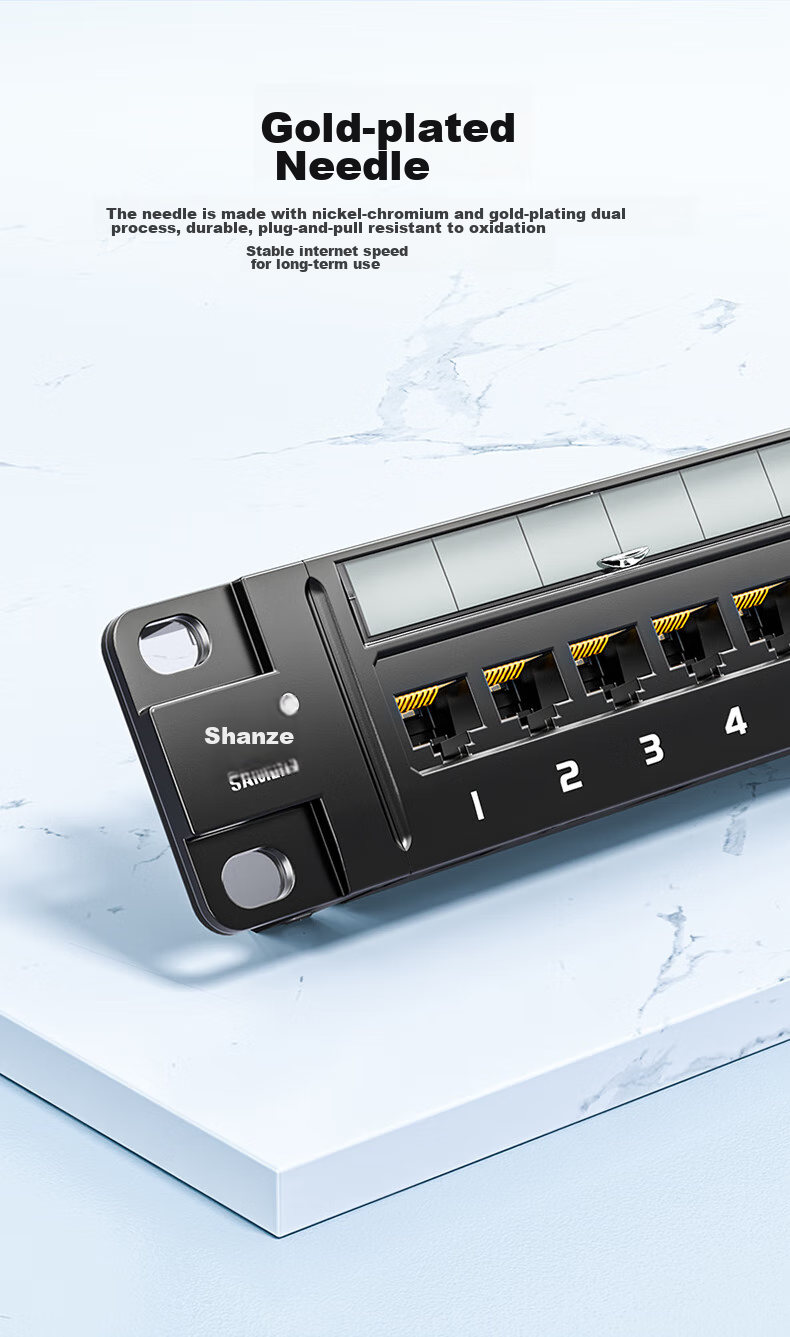 Патч-панель SAMZHE CAT6 Unshielded 24-портовая, 10 Gigabit Ethernet, 20U, монтируемая в стойку