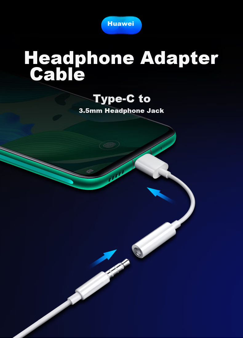 Переходник Trendsetter для наушников Type-C для Huawei P50/40/30/Nova8910Pro, Honor Magic34/80/70/60/X40/X30, белый