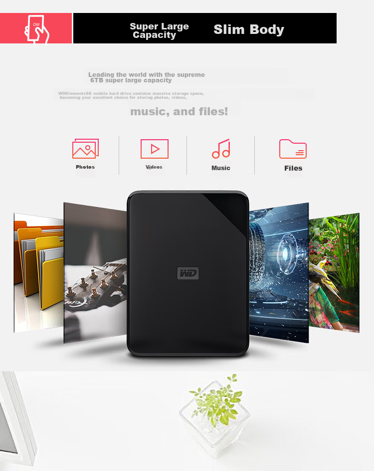 Внешний жесткий диск Western Digital WD Elements SE, 4 ТБ, портативный, USB 3.0, черный
