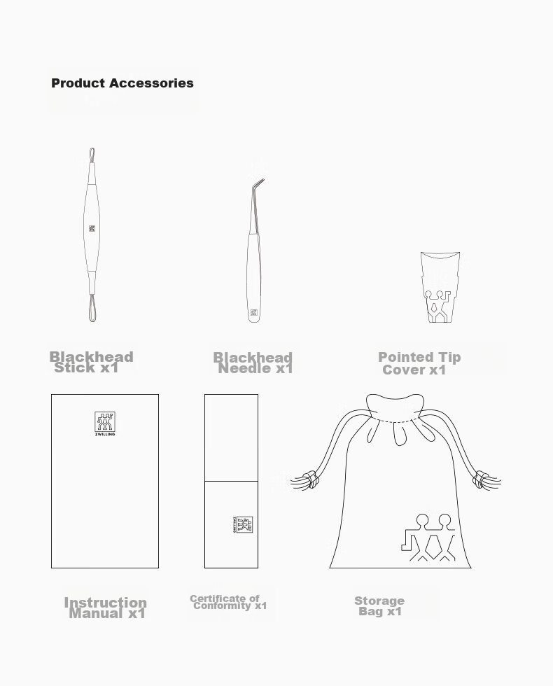 ZWILLING Набор для удаления черных точек, импортный набор для красоты, игла от акне, средство для удаления прыщей, пинцет, инструменты для красоты, немецкое качество