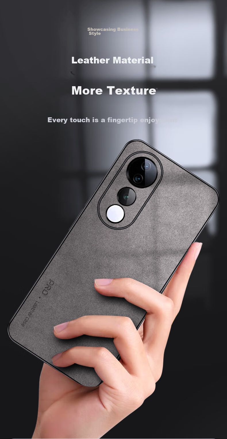 Чехол для телефона Shangsu для Vivo S19, противоударный, с полной защитой объектива, из силикона с внешним слоем из натуральной кожи ягненка, черный