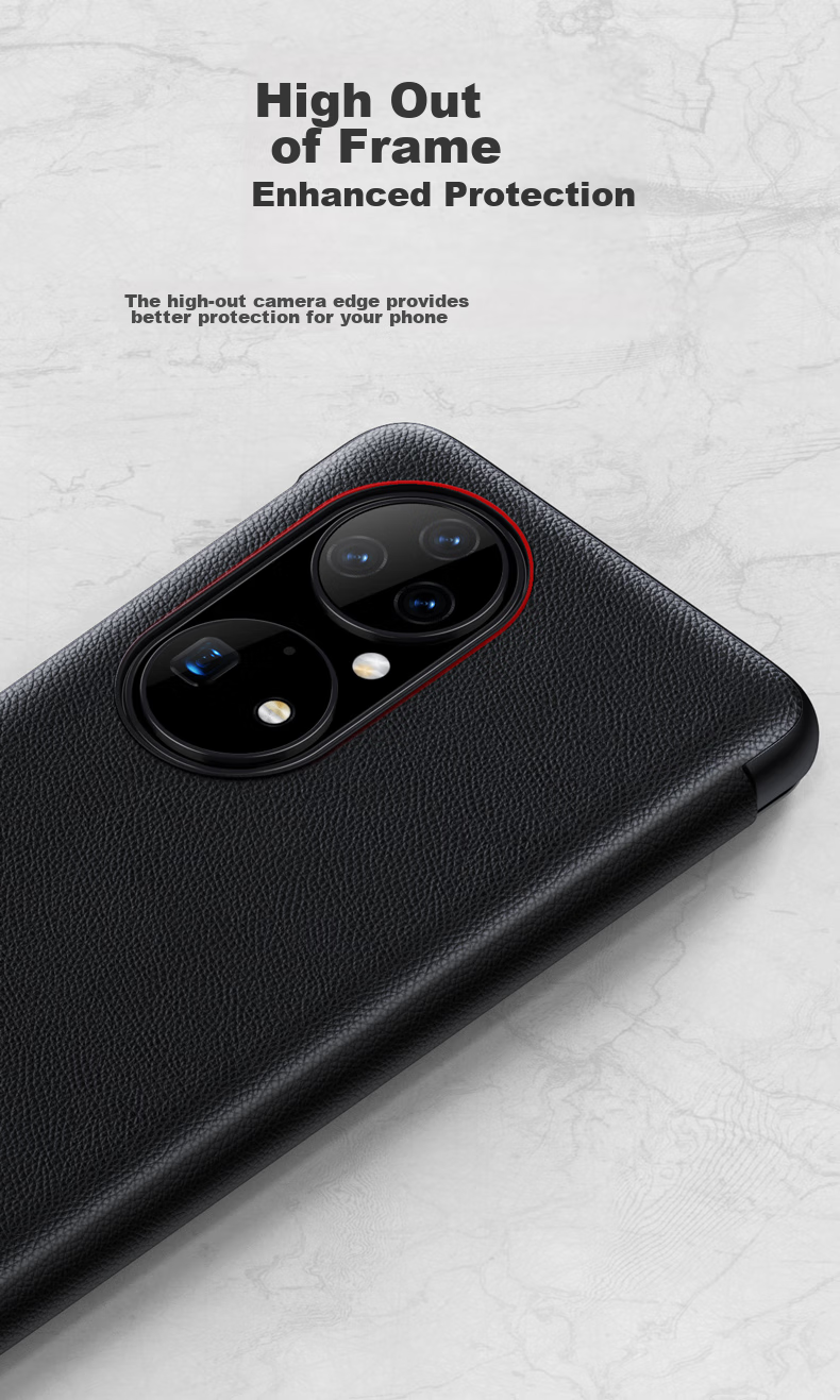 Чехол для Huawei P50 Pro ZhengJian, синий, кожаный, с окошком, смарт-окно, противоударный, бизнес-стиль