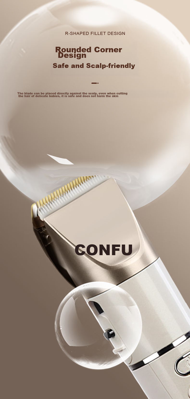 Профессиональный триммер для стрижки волос Kangfu (CONFU) KF-T105, для дома и салонов, LCD дисплей, керамические лезвия, 220В