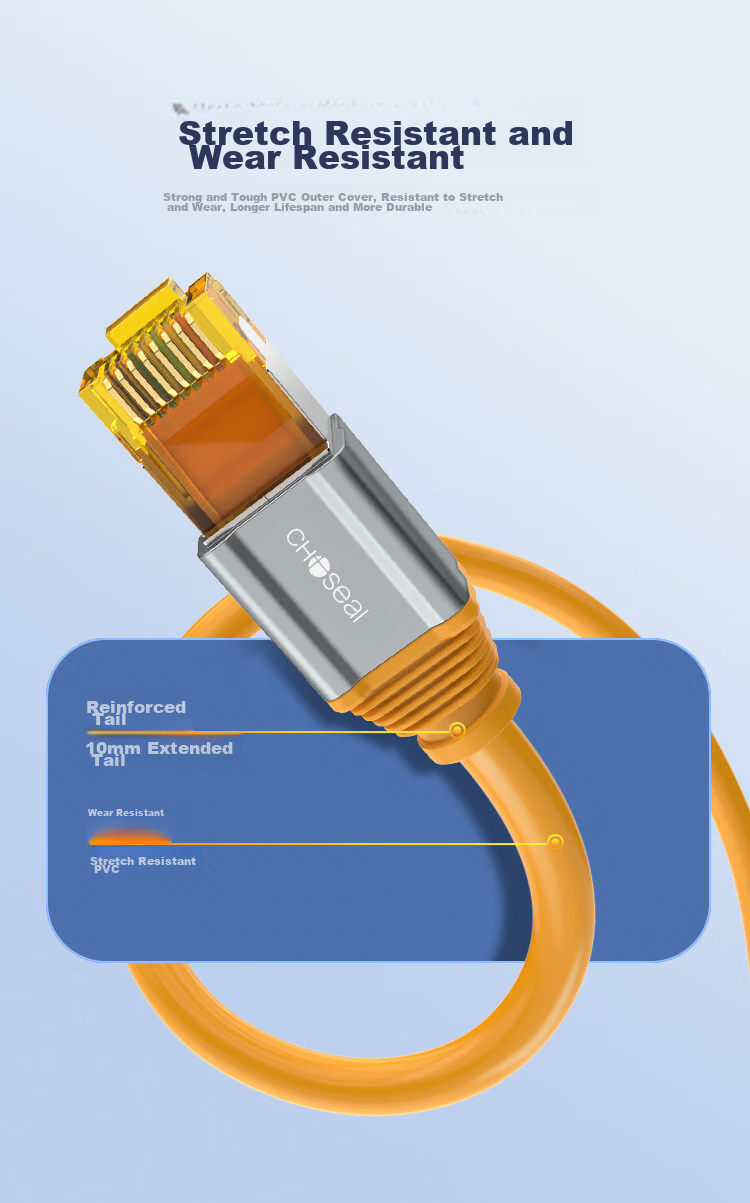 Сетевой кабель CHOSEAL Cat6a, 10 Гбит/с, двухэкранированный, чистая медь, 1.5 метра, оранжевый