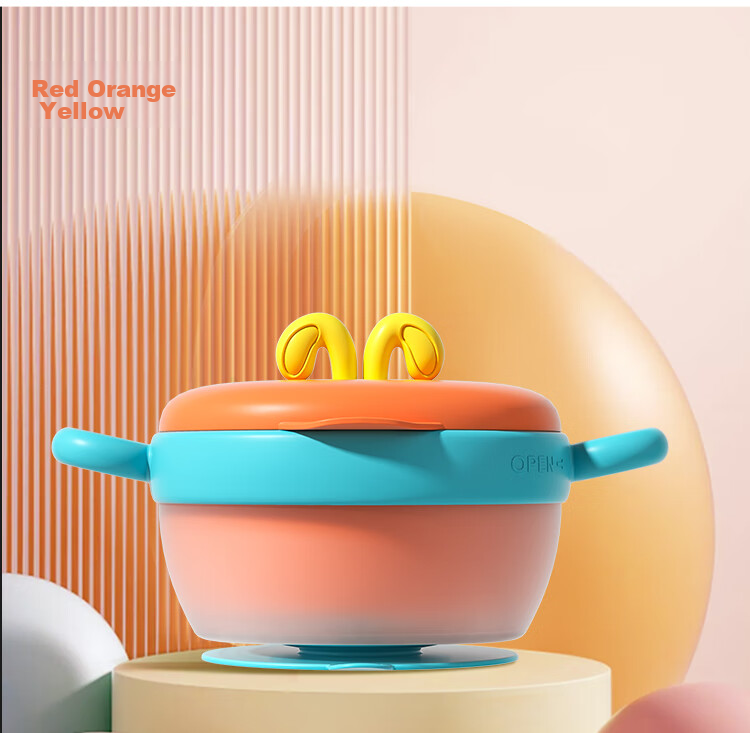 Детская тарелка COOKSS с контролем температуры и изоляцией, 316 нержавеющая сталь, оранжевая