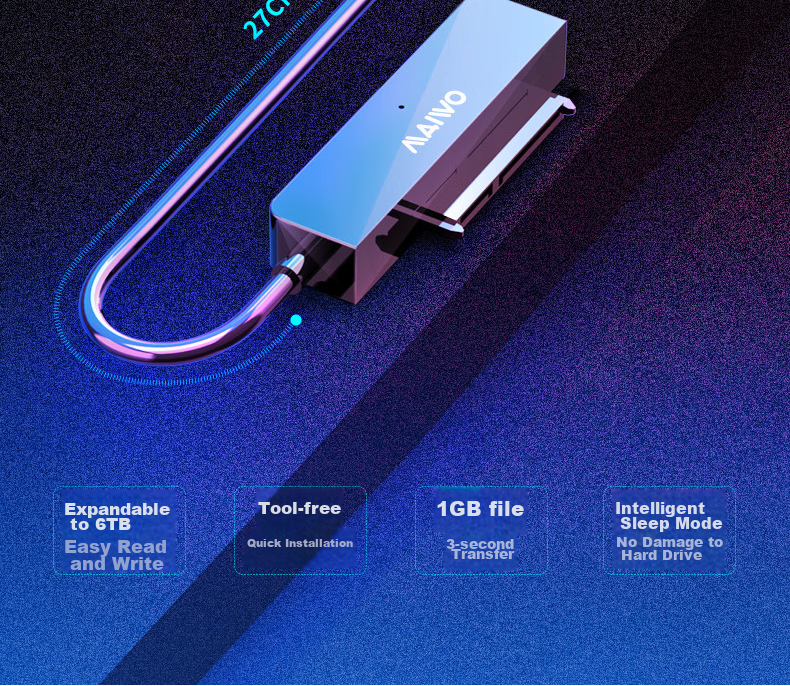 Кабель-адаптер MAIWO K104A для 2.5-дюймовых SATA HDD/SSD, USB 3.0, черный