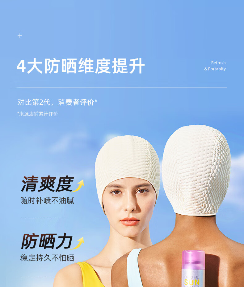 RE:CIPE玥之秘水晶防晒喷雾220ml*3 全身防晒霜清爽男女士学生军训SPF50+