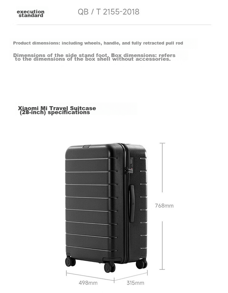 Чемодан Xiaomi Mijia Luggage, 28 дюймов, черный, PC, с кодовым замком