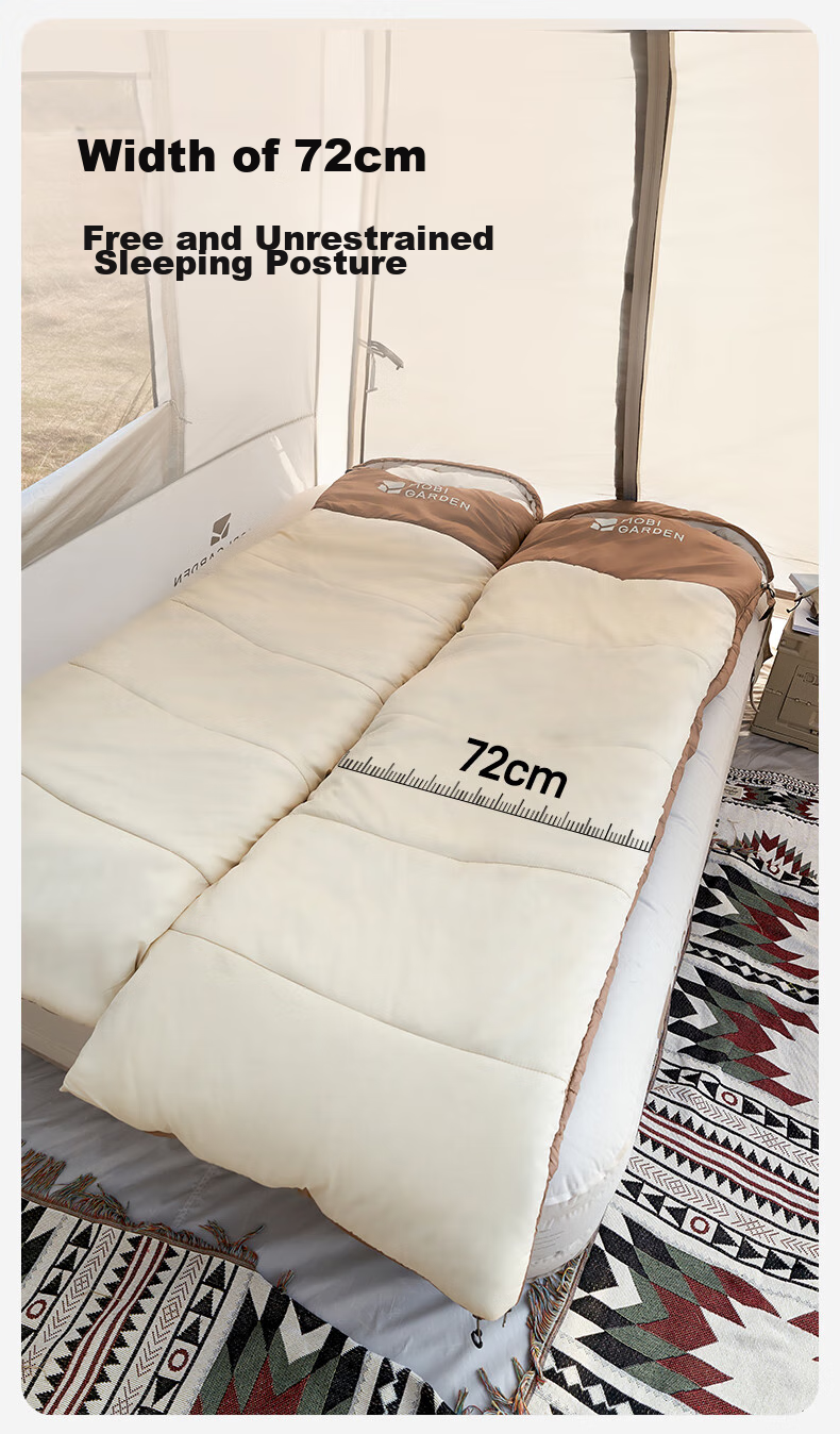 Спальный мешок MOBIGARDEN Xiangyun 1.8 EX19562005, для кемпинга, с возможностью сшивания, теплый, цвет "Светлый песок", левый