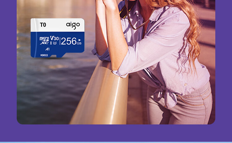 Карта памяти Aigo T0, 256 ГБ, TF (MicroSD), U3, V30, 4K, для видеорегистратора, камеры наблюдения, телефона, планшета, игровой консоли