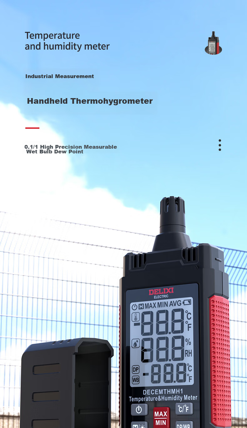 Термогигрометр DELIXI ELECTRIC DECEMTHMH1, промышленный, для дома, с гигрометром и измерением точки росы