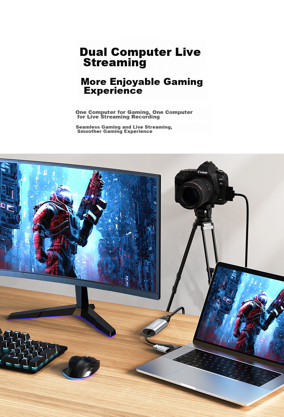 Видеозахват Acasis HDMI 4K, двойные порты USB/Type-C, запись, стриминг, совместимость с PS5, Switch, ноутбуками, смартфонами, камерами