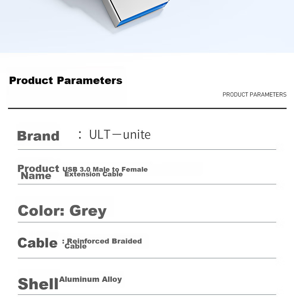 Кабель-удлинитель ULT-unite USB 3.0 AM/AF, 1 метр, алюминиевый корпус, плетеный