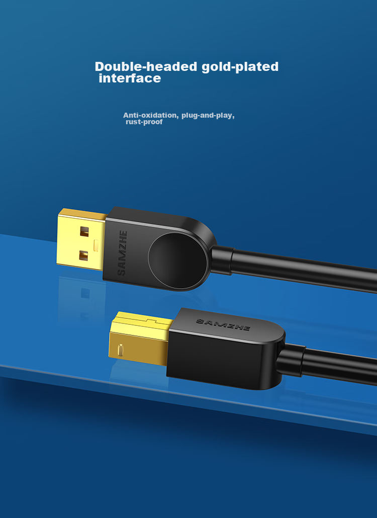 Кабель SAMZHE для принтера, 5 метров, USB 2.0, квадратный порт, совместим с HP, Canon, Epson