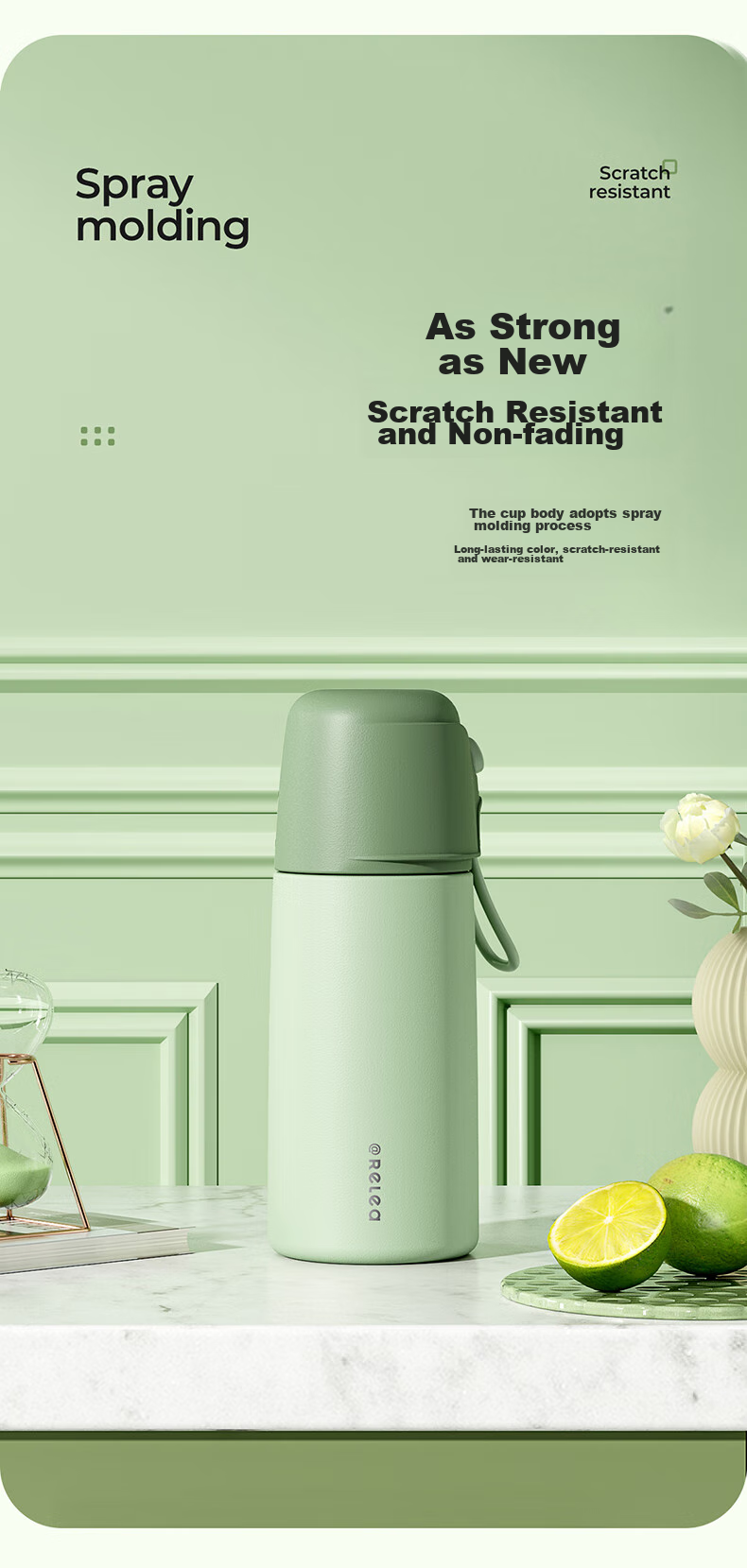 Термокружка RELEA Portable Insulated Water Bottle, 550 мл, стальная, с двойными стенками, для студентов, мужчин, женщин и детей, подарок на день рождения