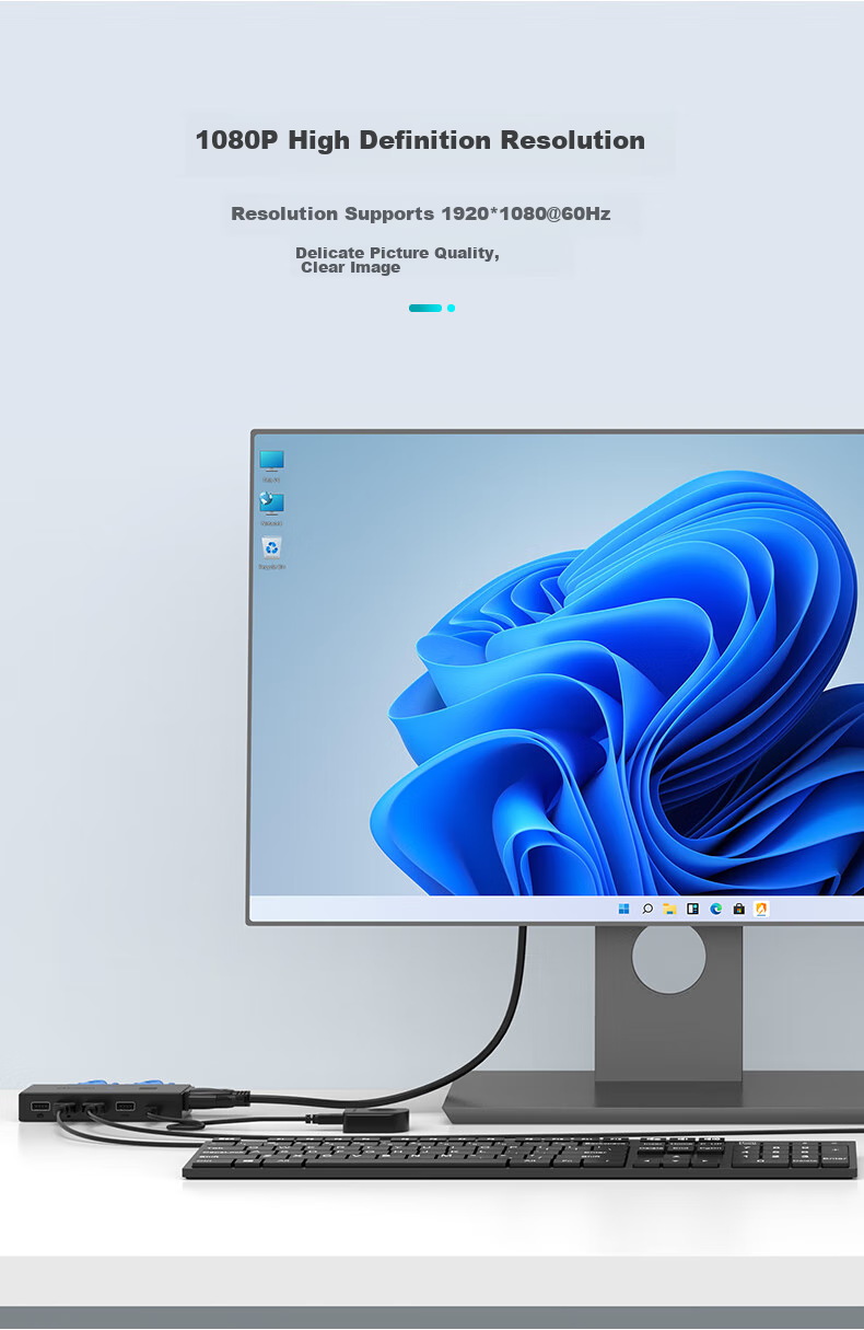 KVM-переключатель MT-viki MT-KV2, 2 порта VGA, USB, для совместного использования монитора, клавиатуры и мыши