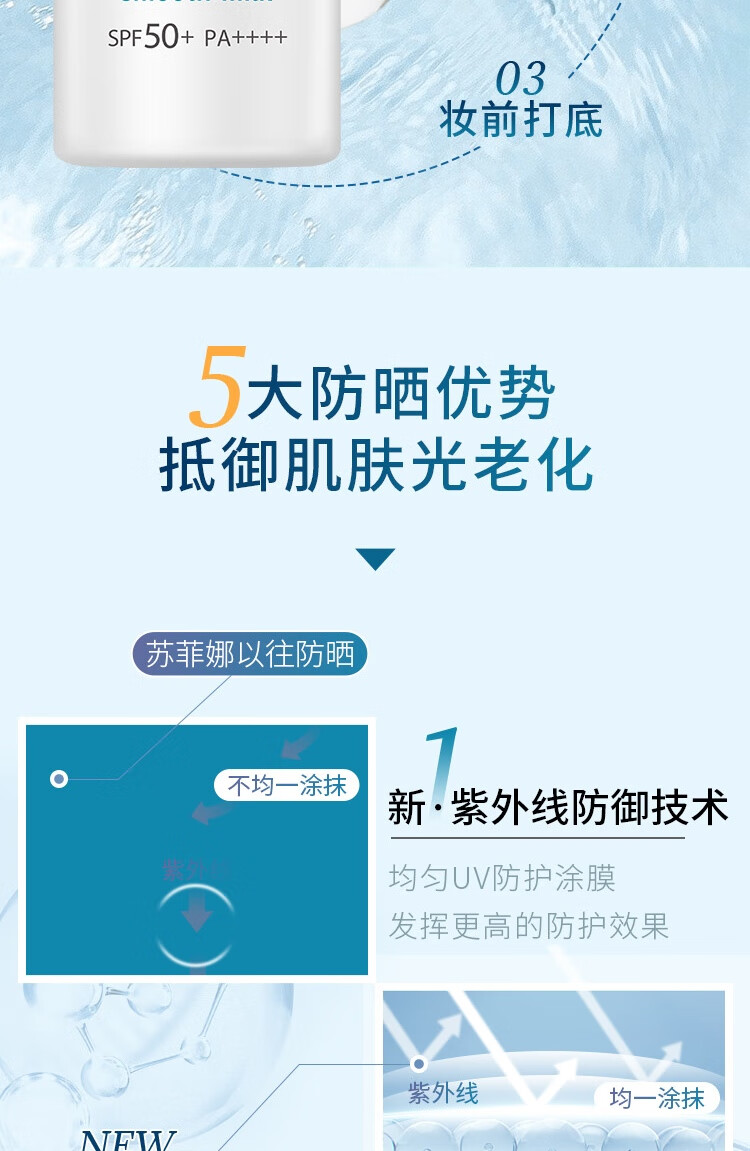 苏菲娜（Sofina）IP清透美容防晒乳mini 12ml SPF50+ PA++++生日礼物618送女友