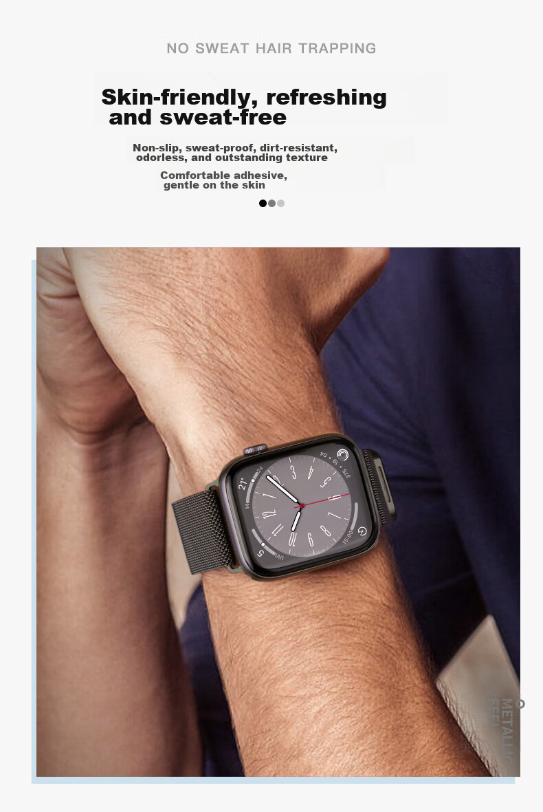 Ремешок Milanese для Apple Watch Ultra2/S10/S9/8/7 44/45/49MM, стальной, с магнитной застежкой, цвет "Звездный свет"