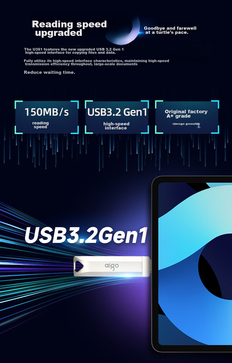 USB-накопитель Aigo U351 Type-C, 64 ГБ, USB 3.2, серебристый