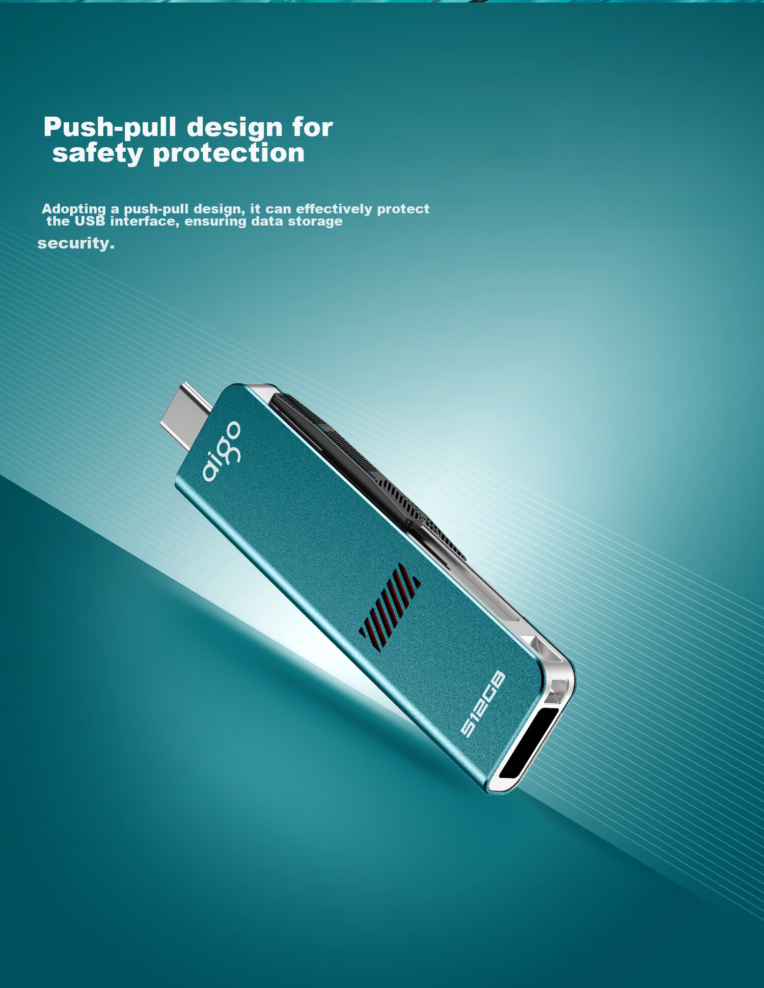 USB-флеш-накопитель Aigo U357S 256 ГБ, USB 3.2 Type-C, скорость чтения 1000 МБ/с, для телефонов, компьютеров, планшетов, универсальный, с выдвижным дизайном