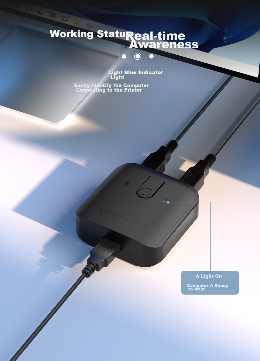 USB 3.0 коммутатор Acasis, 2 порта, для принтера, клавиатуры, мыши, USB-накопителя, черный