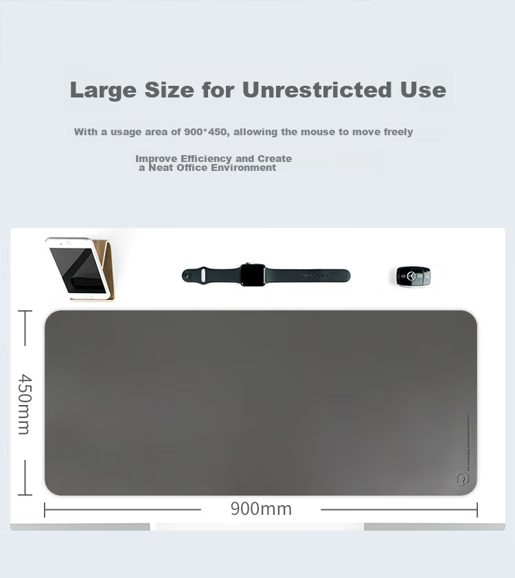 Коврик для мыши Rantopad S10, большой, из водостойкой кожи, для офиса и игр, 90x45 см, темно-серый
