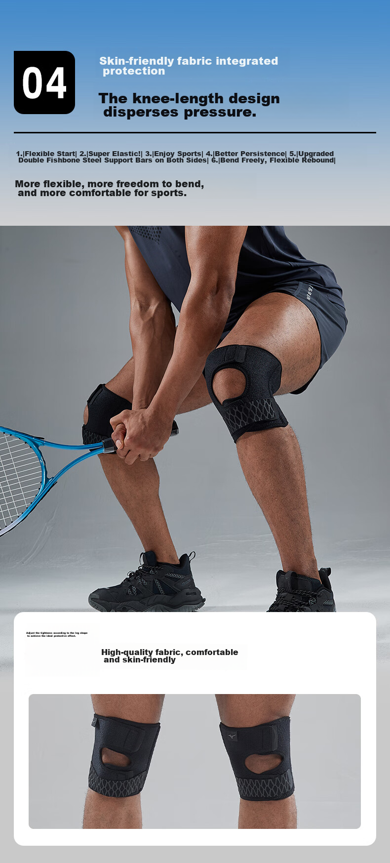 Наколенники MIZUNO для спорта, защиты мениска, при травмах, для походов, бадминтона, бега, защиты надколенника, размер S, 1 шт.