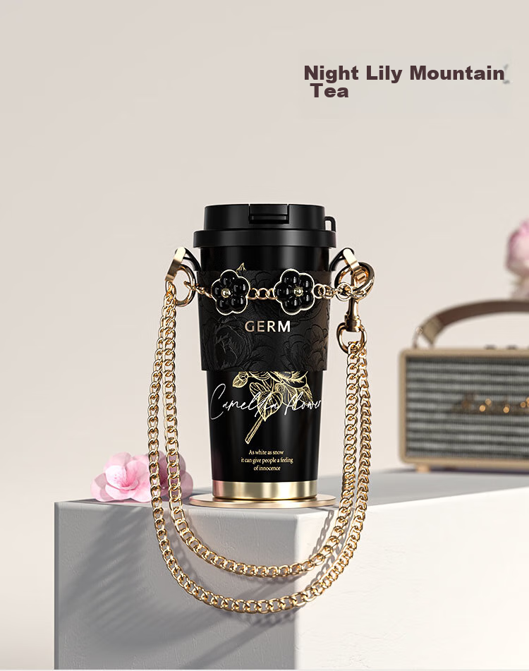 Термокружка Germ Camellia, 500 мл, с трубочкой, для горячих и холодных напитков, снежный пейзаж