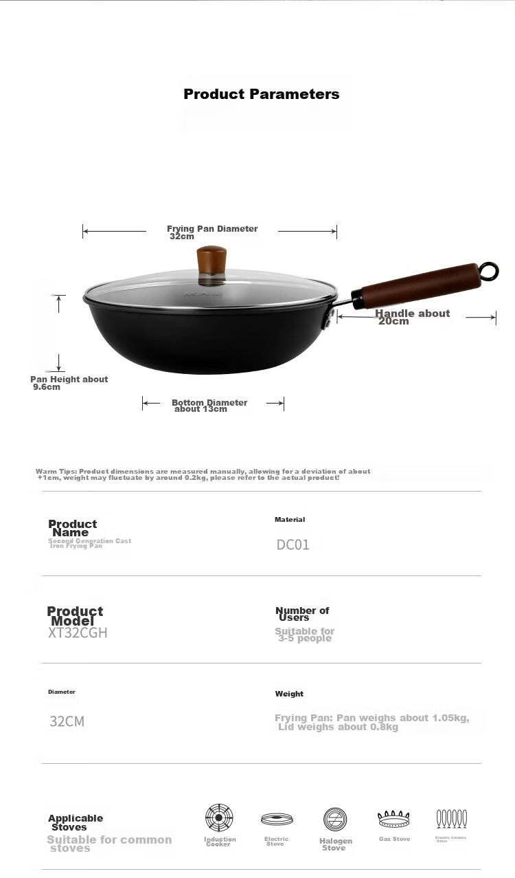 Сковорода COOKER KING, чугунная, без покрытия, 32 см, с сотовой структурой, для здорового приготовления пищи